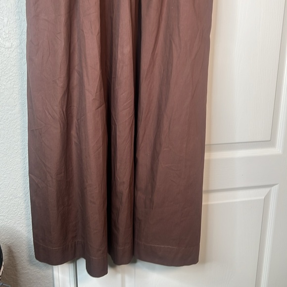 J. Crew  Sleeveless  Pocket Fitted Mock Neck Poplin skirt Brown Maxi Sundress  L - Picture 2 of 7